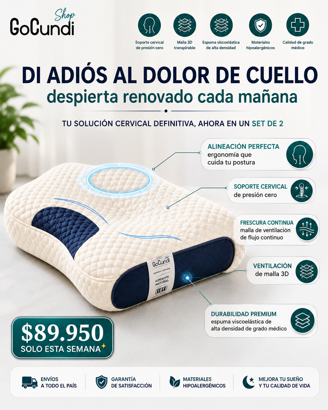 Almohada Cervical Ortopedica